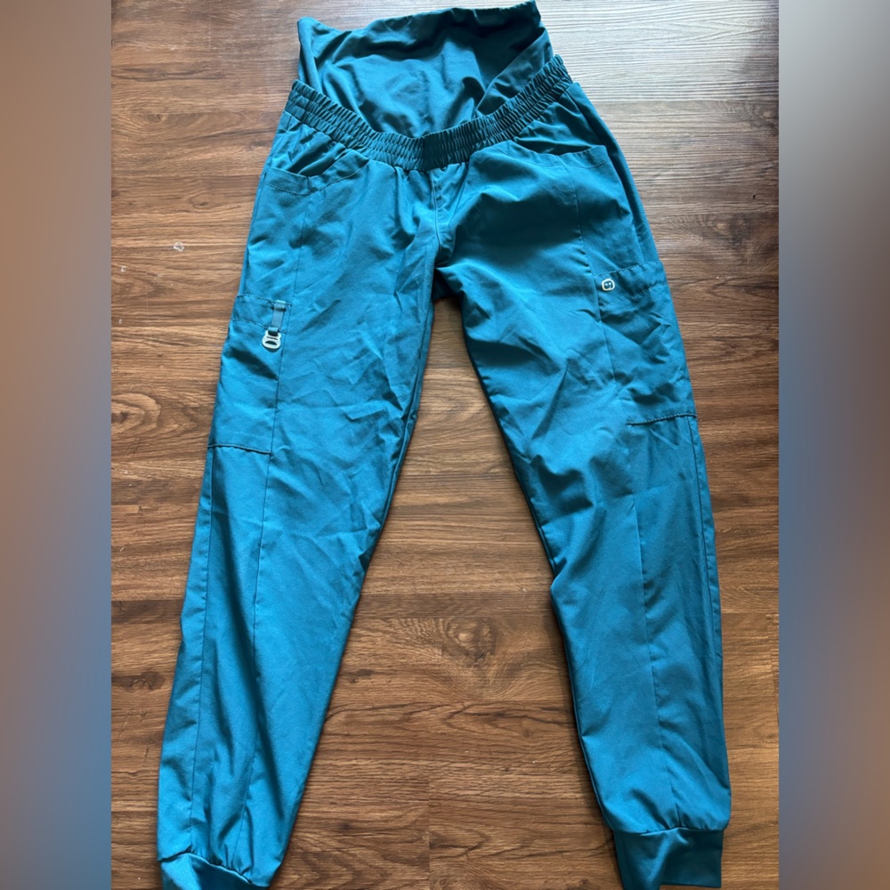 Caribbean Blue / dark teal maternity jogger scrub pants